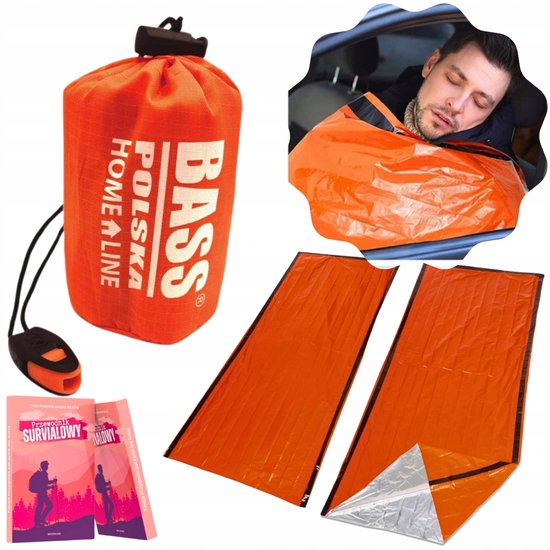 Nood Slaapzak XXL 210x90cm Oranje - Waterdicht & Winddicht