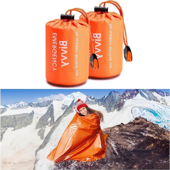 Nood Slaapzakken - Bivy Slaapzak - Buiten Overleven - Hoge Zichtbaarheid Oranje - 203x91 cm - Oranje