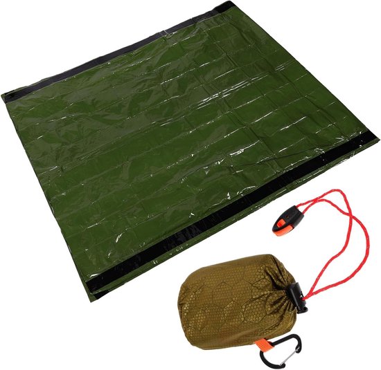 Nooddeken Slaapzak - Survival Kit - Buiten Overleven - Compact Opvouwbaar - 213x91cm - Groen