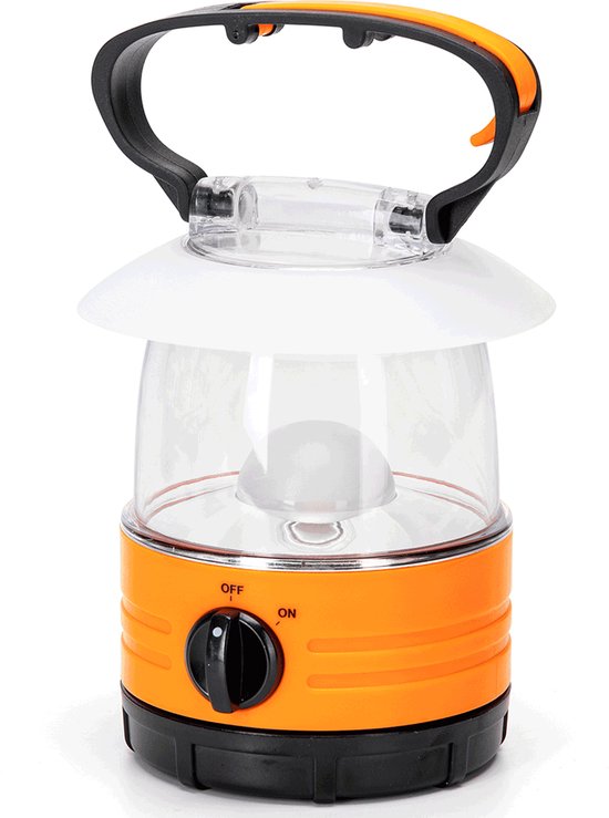 Noodlamp met Ophanghaak - LED Tentlamp op Batterijen (exclusief) - Daglichtwit licht - Oranje body - Camping & Noodverlichting van Merkloos