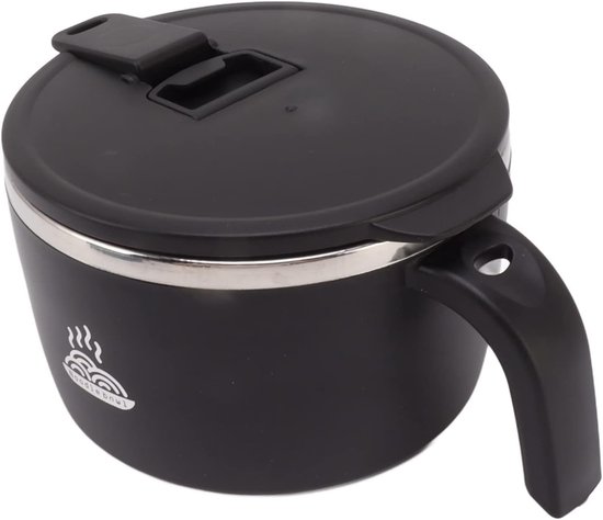 Noodle Bowl - Instant Cup - Lunch Bereiden - Geïntegreerde Telefoonhouder - 900ml - Zwart