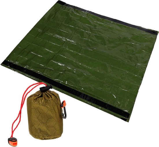 Noodopvang Slaapzak - Overlevingsdeken Thermische Deken - Buiten Overleven - Waterdicht Winddicht - 213x91cm - Groen