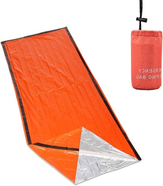 Noodsituatie Slaapzak - Kampeerzak - Buiten Overleven - Fel Oranje Zichtbaar - 200 x 90 cm - Oranje