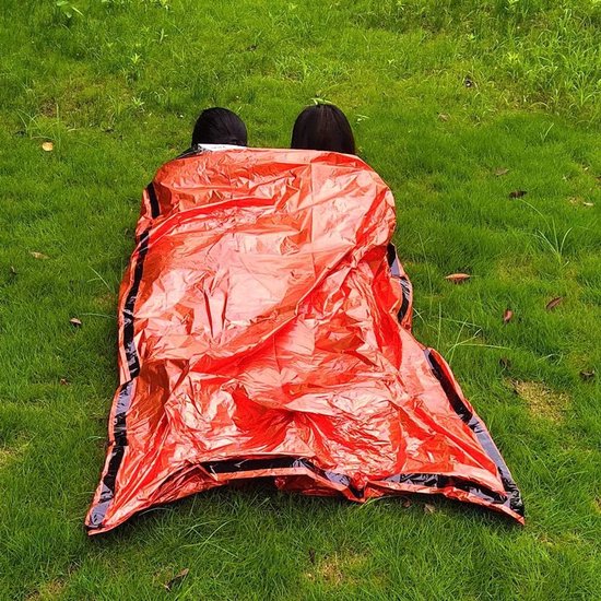 Noodslaapzak 2 Personen - Bivakzak Overlevingszak - Kamperen Wandelen - Thermale Nooddeken - 200x120cm - Oranje