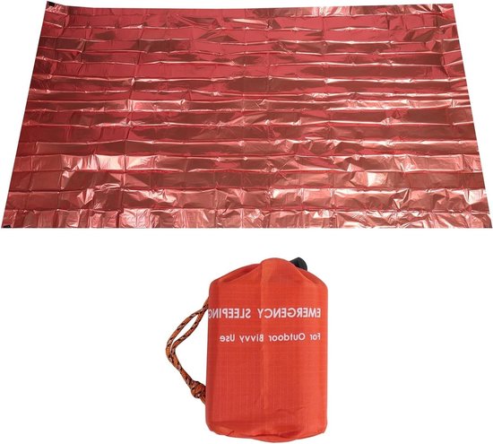 Noodslaapzak 2-Persoons - Overlevingszak Bivakzak - Kamperen en Wandelen - Warmtebehoud 90% - 200x120cm - Oranje