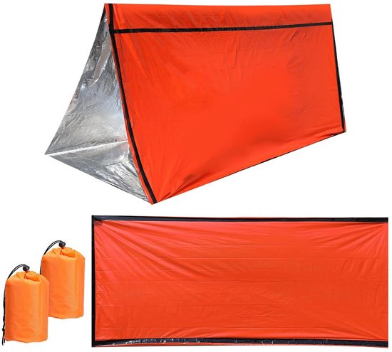 Noodslaapzak - Bivakzak deken - Outdoor avontuur - Waterdicht winddicht - 2 stuks 91x200cm - Oranje