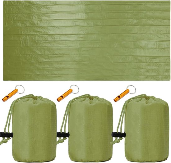 Noodslaapzak - Bivakzak huttenslaapzak - Outdoor bescherming - Waterafstotend winddicht - 210 x 90 cm - Groen