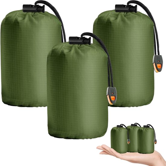 Noodslaapzak - Bivakzak redding - Survival buiten - Extra dik waterdicht - 3 stuks - Felgroen