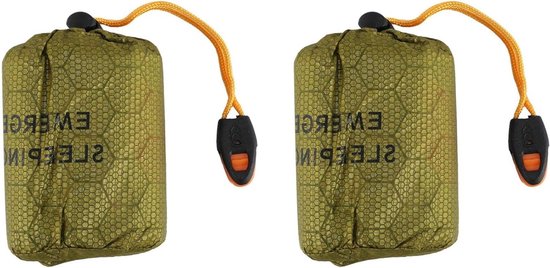 Noodslaapzak - Bivakzak thermisch - Buitenactiviteiten - 90% warmtebehoud - 200 x 90 cm - Groen
