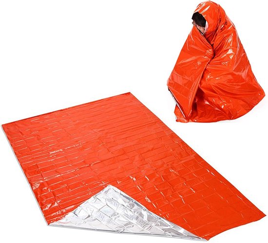 Noodslaapzak - Bivakzak Thermodeken - Outdoor Survival - Winddicht Waterdicht - 244x148 cm - Oranje