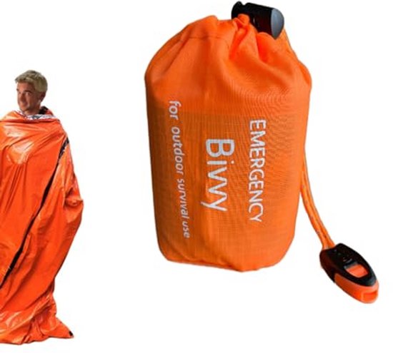 Noodslaapzak met fluitje - Waterdichte en winddichte bivakzak voor camping en wandelen