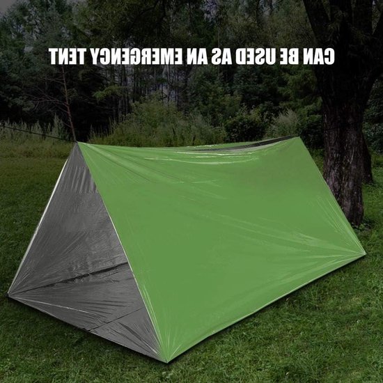 Noodslaapzak Outdoor - Nooddeken Bivakzak - Warmte Behoud - Lichtgewicht Gealuminiseerd - 200x90cm - Groen
