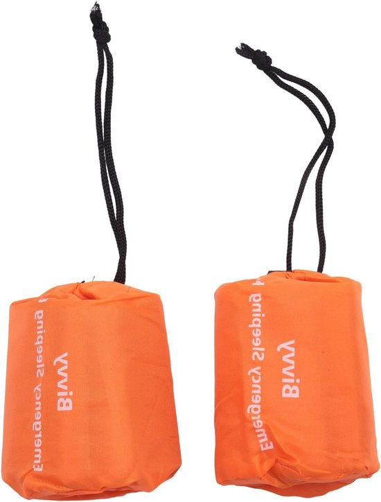 Noodslaapzak - Overlevingsdeken Thermisch - Buiten Kamperen - Houdt 90% Warmte Vast - 213 x 91 cm - Oranje
