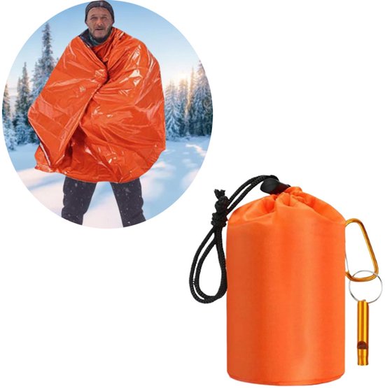 Noodslaapzak - Overlevingsslaapzak - Nooddeken - Waterdichte Overlevingsdeken - Slaapzakken Volwassenen- Noodvoeding Noodslaapzakken- Reddingsdeken - Isolatiedeken - Noodpakket - Noodfluit & Opbergtas van Merkloos