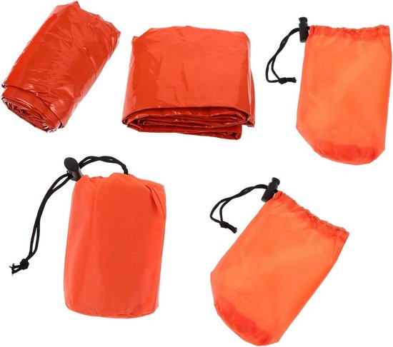Noodslaapzak - Overlevingszak Thermodeken - Buitenactiviteiten - Waterdicht Ademend - 213x90 cm - Oranje