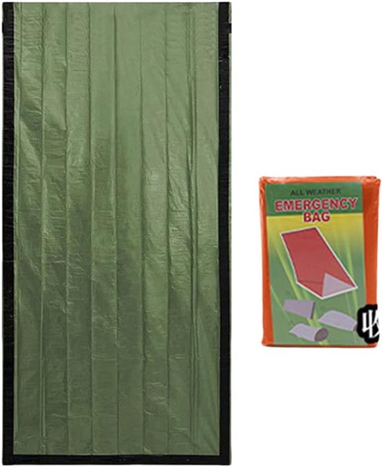 Noodslaapzak - Reddingsdeken Overleving - Outdoor Avonturen - Waterdicht Scheurbestendig - 215 x 90 cm - Groen