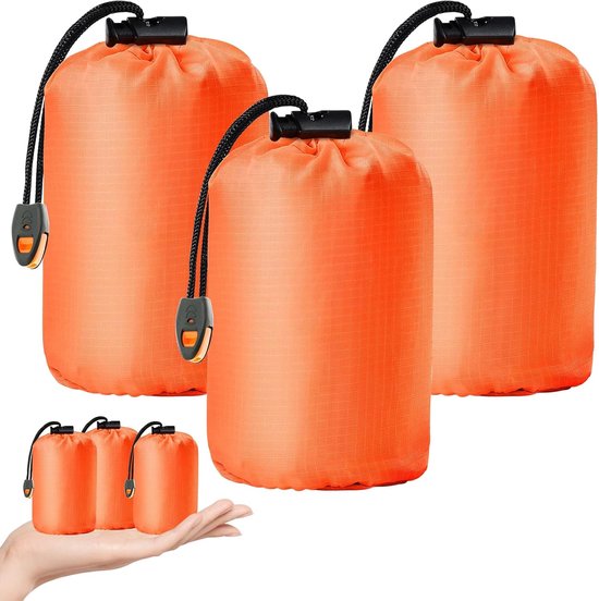 Noodslaapzak Set - Bivakzakken Waterdicht - Survival Buiten - Reflecteert Warmte - 3 Stuks - Oranje