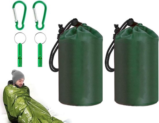 Noodslaapzak Set van 2 – Waterdichte en Lichte Bivakzak voor Camping, Outdoor en Wandelingen van Merkloos