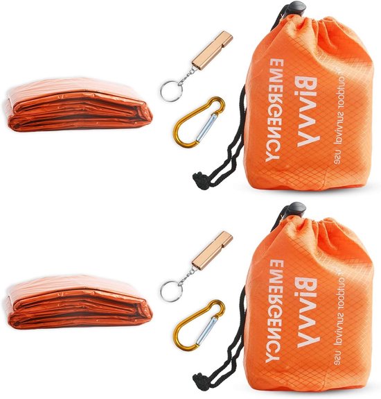 Noodslaapzak - Survival bivakzak reddingsdeken - Outdoor survival - Reflecteert 90% lichaamswarmte - 91 x 213 cm - Oranje