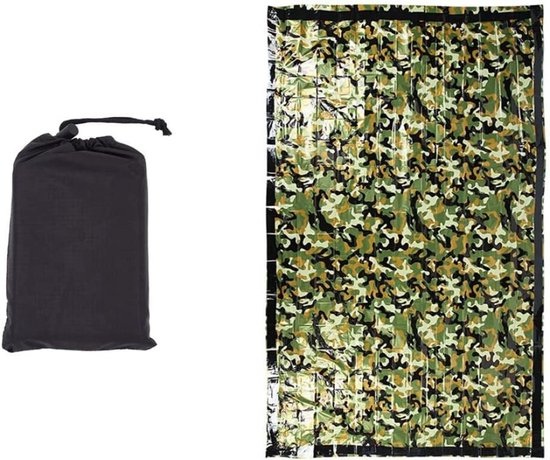 Noodslaapzak - Thermische deken - Survival buiten - Waterdicht winddicht - 200x120 cm - Camouflage