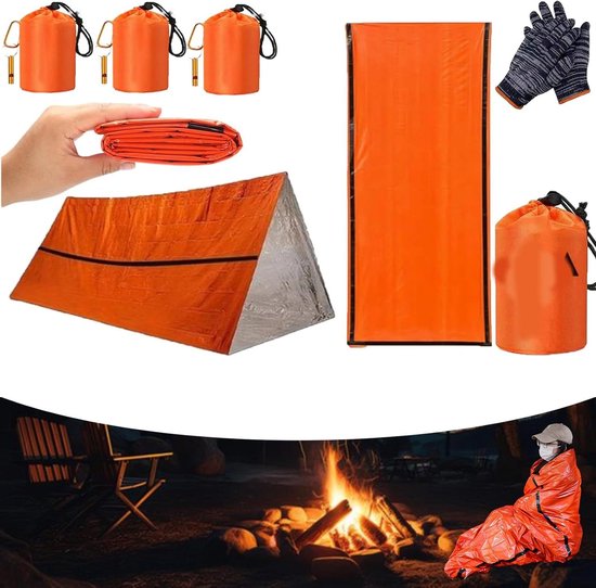 Noodslaapzak - Thermische zak - Outdoor avontuur - Wind- en waterdicht - 213 x 91 cm - Oranje