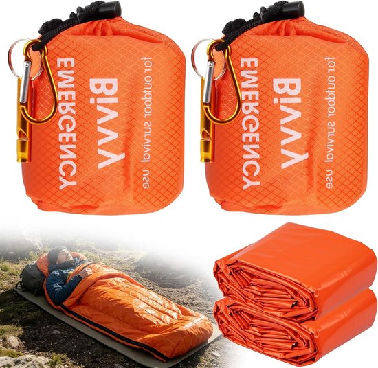 Noodslaapzakken en bivakzakken set van 2, ideaal voor kamperen, survival en outdoor-avonturen
