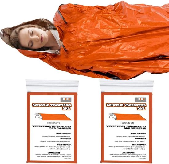 Noodslaapzakken - Survival Slaapzak Bivy - Buiten Bescherming - Warmte Reflecterend - 208 x 91 cm - Oranje