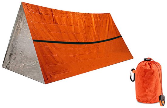 Noodtent 2 Persoons - Premium Thermo Survival Tent - Waterdicht Thermo - Lichtgewicht Pop-up - Snelle Opzet - Outdoor Noodpakket - Survival Accessoire Reizen - Oranje van Merkloos