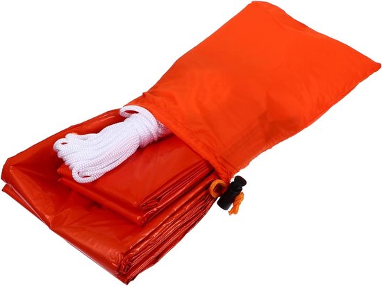 Noodtent met Slaapzak - Lichtgewicht shelter - Buitenactiviteiten - Warmtebehoud - 310 Gram - Oranje
