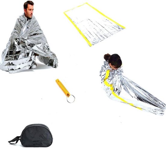 Noodtent met Slaapzak - Overlevingsschuilplaats Noodpakket - Kamperen en Wandelen - Reflecteert 90% lichaamswarmte