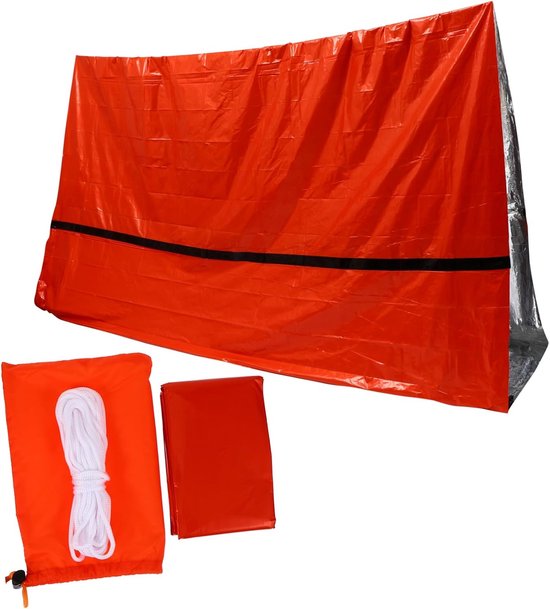 Noodtent Set - Schuil- en slaapzak - Buitenactiviteiten Kamperen - Warmtebehoud Ontwerp - 245 cm - Oranje