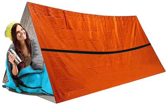 Noodtent - Survival Tent - Lichtgewicht - 240*90*150cm - Met opbergtas - Emergency Tent - Premium Noodtent 2 Persoons - Survival Accessoirers - Noodpakket Tent - Oudoor - Thermo Tenten - Outdoor - Musthave - Tent - Reizen - Waterproof - Oranje van Merkloos