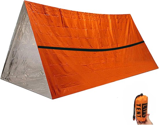 Noodtent - Survival Tent - Ultraslicht En Waterdicht - Hoge Zichtbaarheid Oranje - Compact Opvouwbaar Voor Noodsituaties - 1 Persoon Set - Ideaal Voor Camping En Wandelen van Merkloos