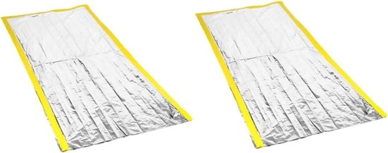 Noodzak Slaapzak - Kampeer deken - Buiten Overleven - Waterdicht en Herbruikbaar - 200x100 cm - Zilver Geel