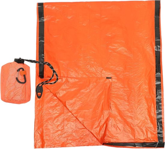 Noodzakelijke Slaapzak - Reddingsdeken Outdoor - Kamperen Wandelen - Inclusief Opbergtas - Waterdicht Lichtgewicht - Oranje