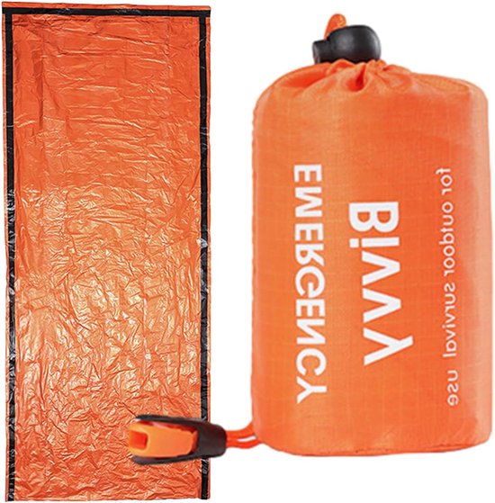 Noodzakelijke slaapzak - Reddingsdeken survival - Kamperen en wandelen - Reflecteert lichaamswarmte - 90 x 210 cm - Oranje