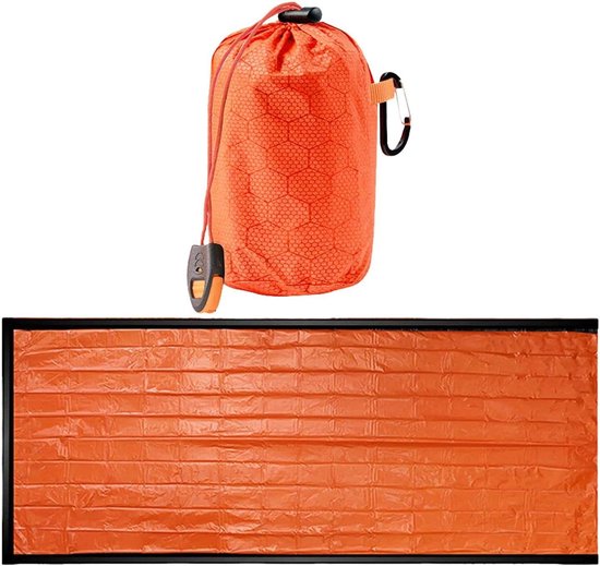 Noodzakelijke slaapzak - Schuilzak thermisch - Buiten overleven - Waterdicht en warm - 1-persoons - Oranje