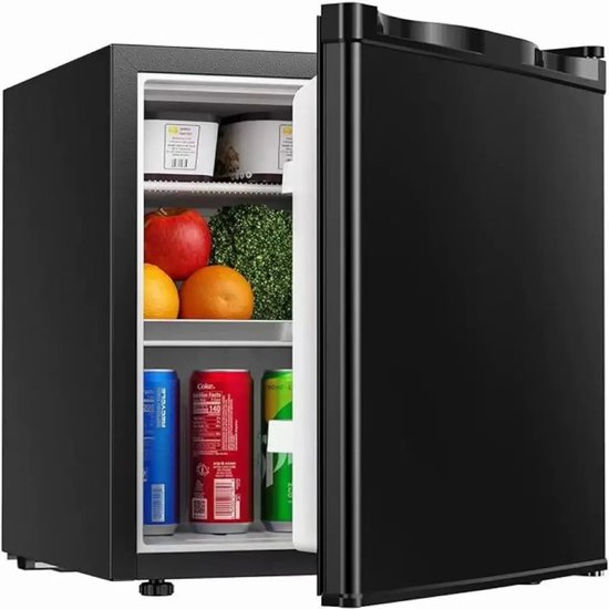 Noordvale 46L Mini Koelkast - Mini bar - Vriescombinatie - Omdraaibare deur - Mini Fridge - Vriesvak - Zwart - 44,4x46,8x48,3CM