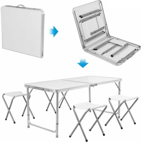 NordFalk campingtafel 120x60 cm met campingstoel (4x) inklapbaar - Kampeertafel incl. kampeerstoel (4x) - Lichtgwicht van NordFalk