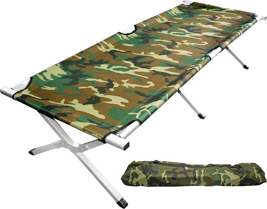 NordFalk veldbed XL 190 x 64 cm - Campingbed | Stretcher | Kampeerbed - Extra stevig aluminium - Camouflage van NordFalk