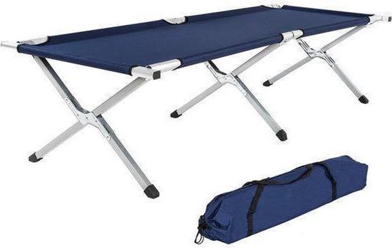 NordFalk veldbed XXL 200 x 71 cm - Campingbed | Stretcher | Kampeerbed - Extra stevig aluminium - Blauw van NordFalk