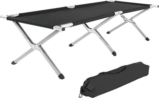 NordFalk veldbed XXL 200 x 71 cm - Campingbed | Stretcher | Kampeerbed - Extra stevig aluminium - Zwart van NordFalk