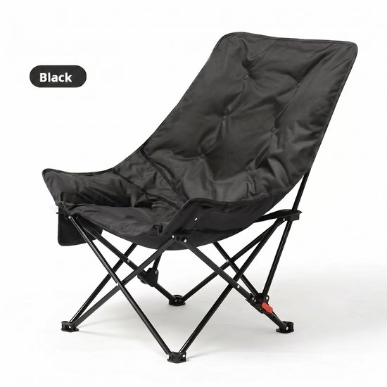 NordHaus Campingstoel - Maanstoel - Opvouwbare Loungestoel - Verstelbare Hoge Rugleuning - Inclusief Draagtas en Bekerhouder - Zwart - 51 x 62,5 x 90 cm