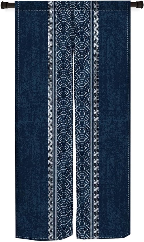 Noren Deurgordijn, Linnen Deurwandtapijt voor Ukiyoe Kamerverdeler Keuken Huisdecoratie, B33,5" X H70,9", Golf Koningsblauw
