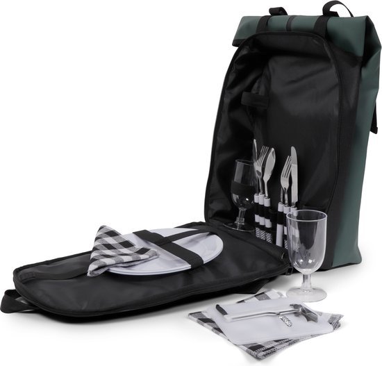 Norländer Picknick Rugtas - Koeltas - Inclusief Bestek - Groen van Norlander