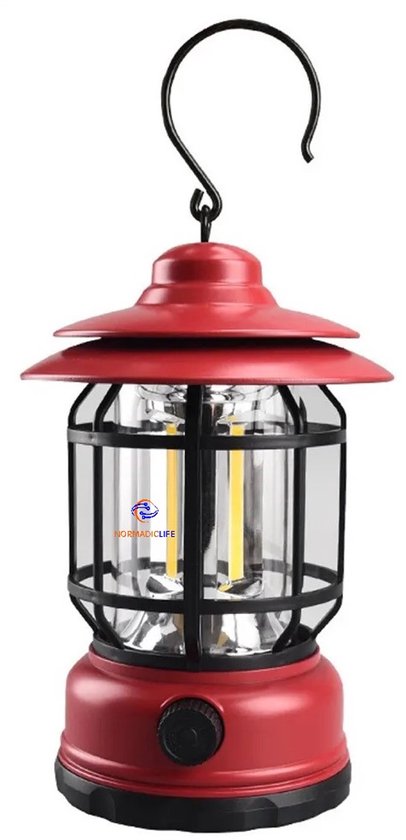 NormadicLife® - Camping Lamp - Camping verlichting - Tent Lamp - Outdoor - LED Lamp - Kamperen - Noodpakket - Buiten Lantaarn - Hanglamp - Oplaadbaar - Rood