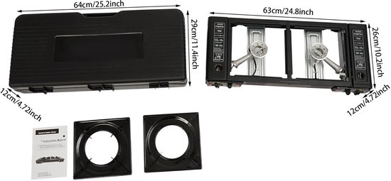 Norvia - Draagbare Campingkachel met 2 Branders – 2×2500W Gasfornuis met Draagtas – Butaan & LPG Compatibel - Automatische Ontsteking van Merkloos