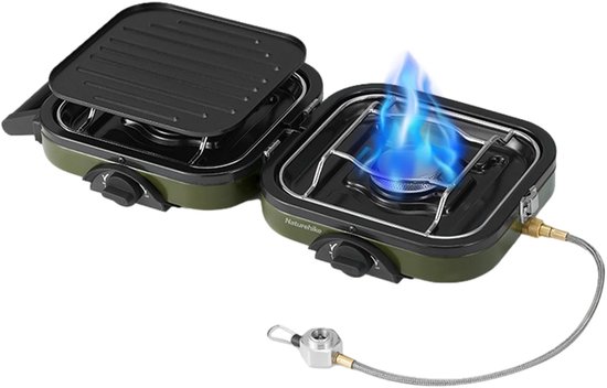 Norvia Gasfornuis Camping - Opvouwbare Dubbele Kookplaat - Draagbaar - Kampeerfornuis - 2300W - Elektronische Ontsteking