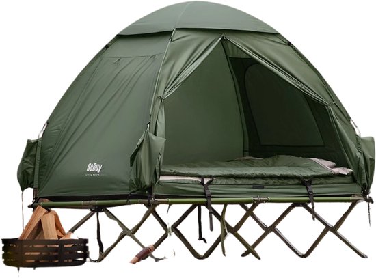 Norvia Veldbed met Tent voor 2 Personen - 4-in-1 Campingoplossing - Waterdicht - Outdoor veldbed - Visserstent - Campingbed van Norvia