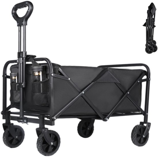 Novari - Bolderkar - Bolderkar opvouwbaar - Ruime inhoud 100L - Stevig metalen frame - Snel inklapbaar - Draagvermogen 75kg van Merkloos